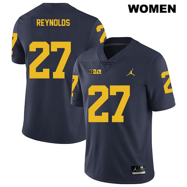 Women's NCAA Michigan Wolverines Hunter Reynolds #27 Navy Jordan Brand Authentic Stitched Legend Football College Jersey VT25B37YM
